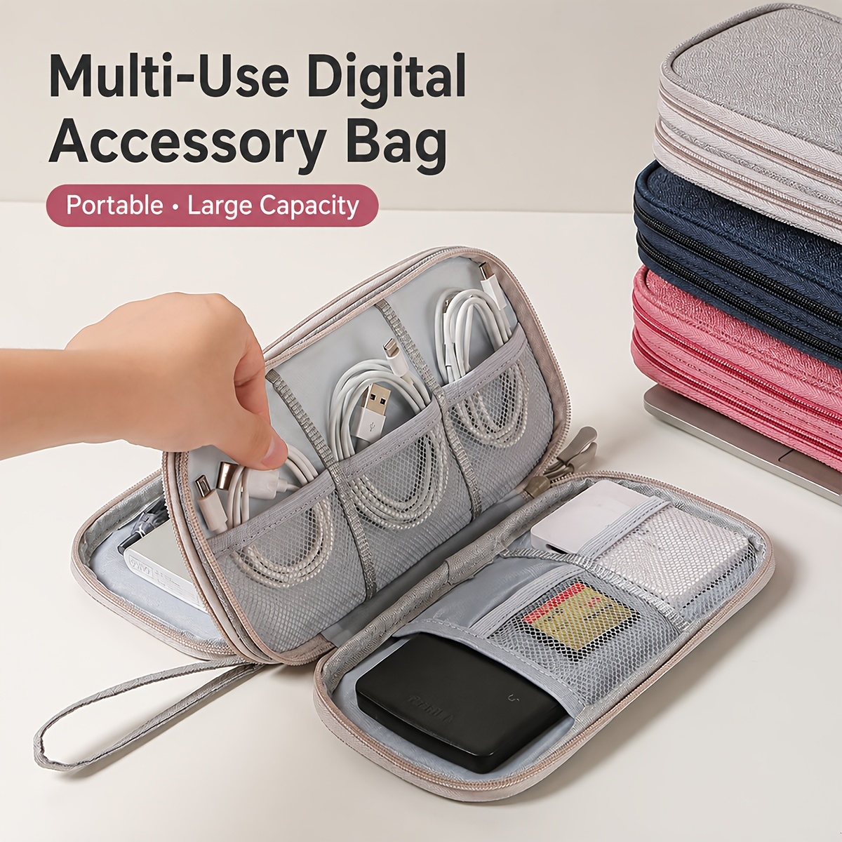 Electronics Gadgets And Accessories - حقيبة تخزين للسفر، متعددة الجيوب، مناسبة