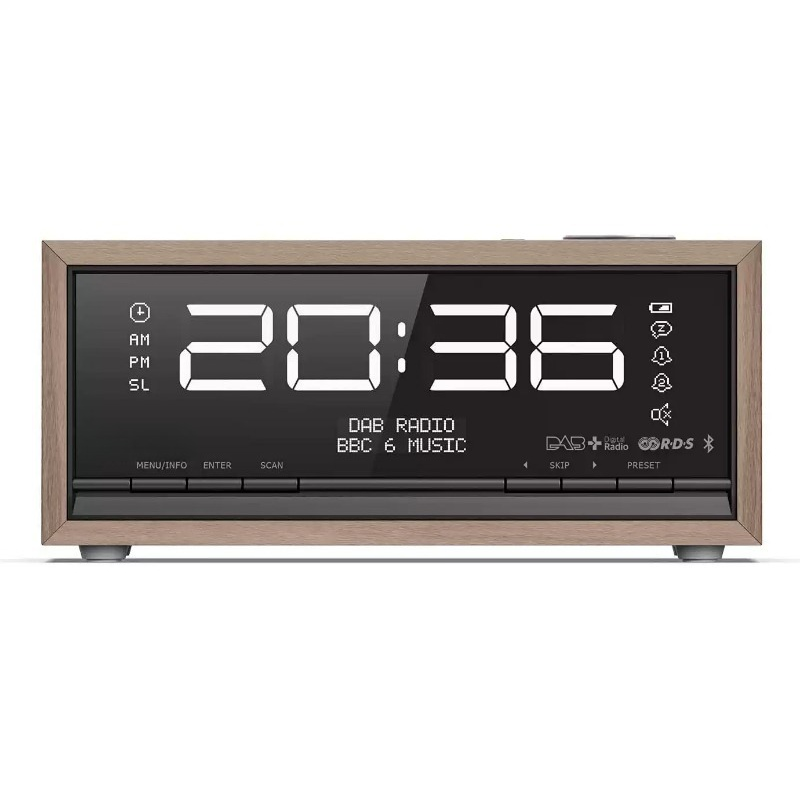 Digital Alarm Clock - ساعة خشبية عتيقة الطراز مع مكبر