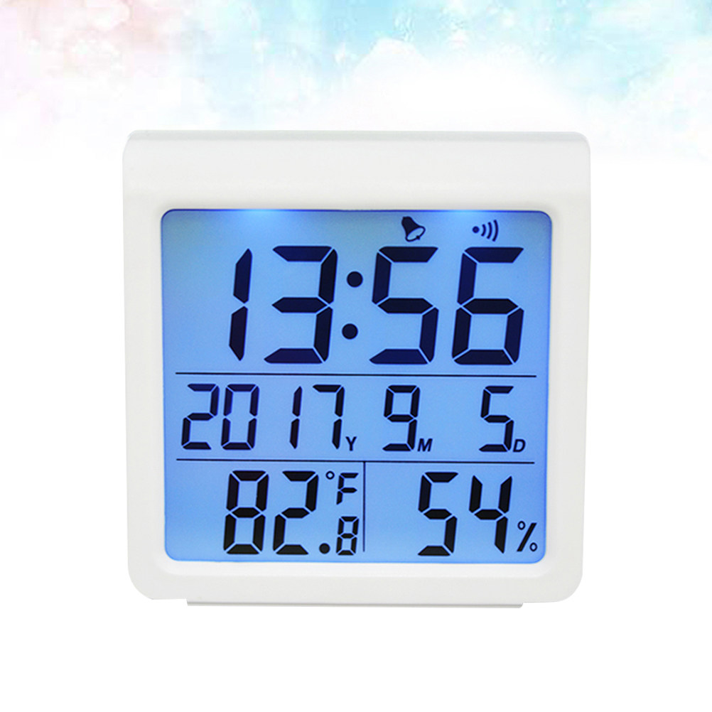 Digital Alarm Clock - مقياس رطوبة رقمي منزلي بإضاءة خلفية،
