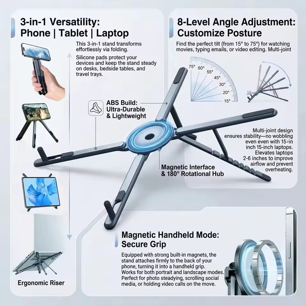 Auto Tracking Tripod - حامل هاتف مغناطيسي محمول وعصا سيلفي