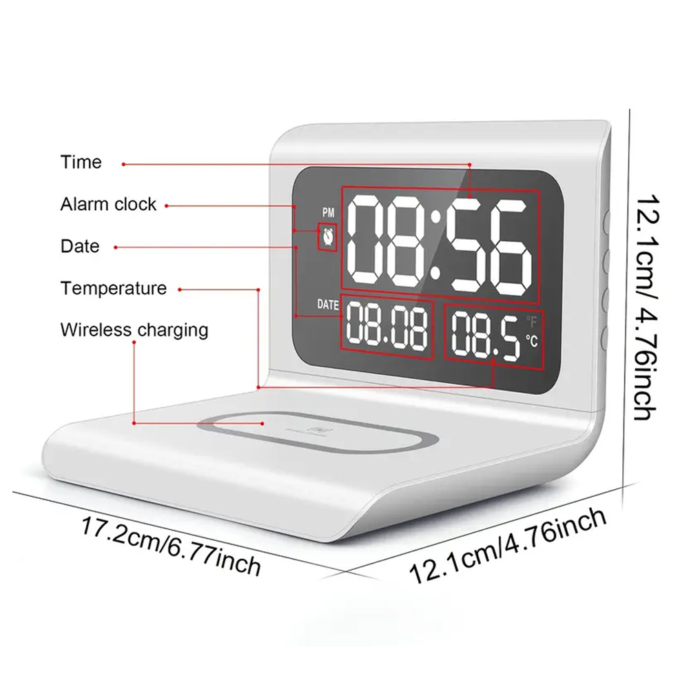 شاحن لاسلكي سريع مع منبه ومقيا - مراجعة Digital Alarm Clock وسعره
