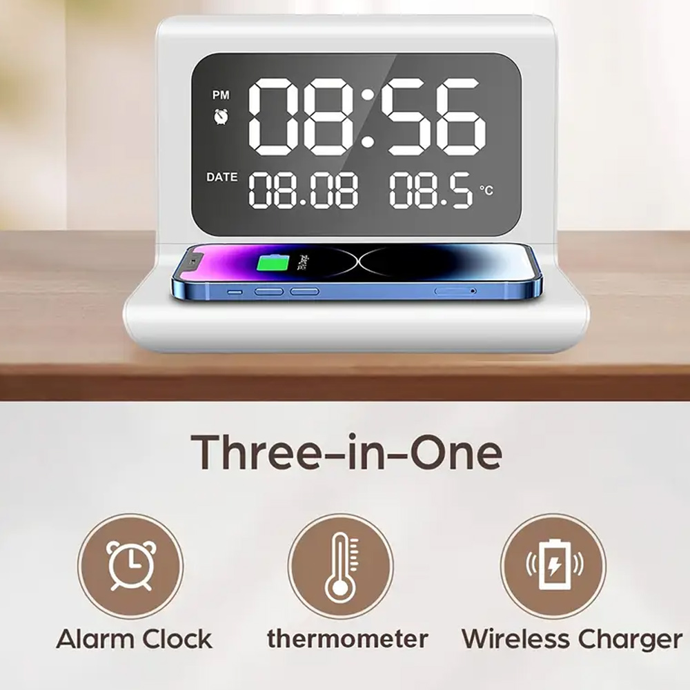 شاحن لاسلكي سريع مع منبه ومقيا - مراجعة Digital Alarm Clock وسعره