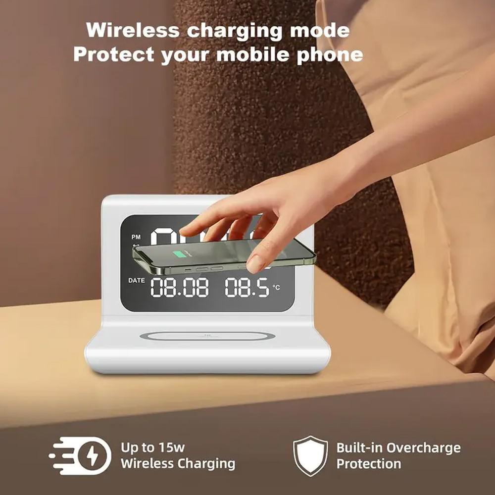شاحن لاسلكي سريع مع منبه ومقيا - مراجعة Digital Alarm Clock وسعره